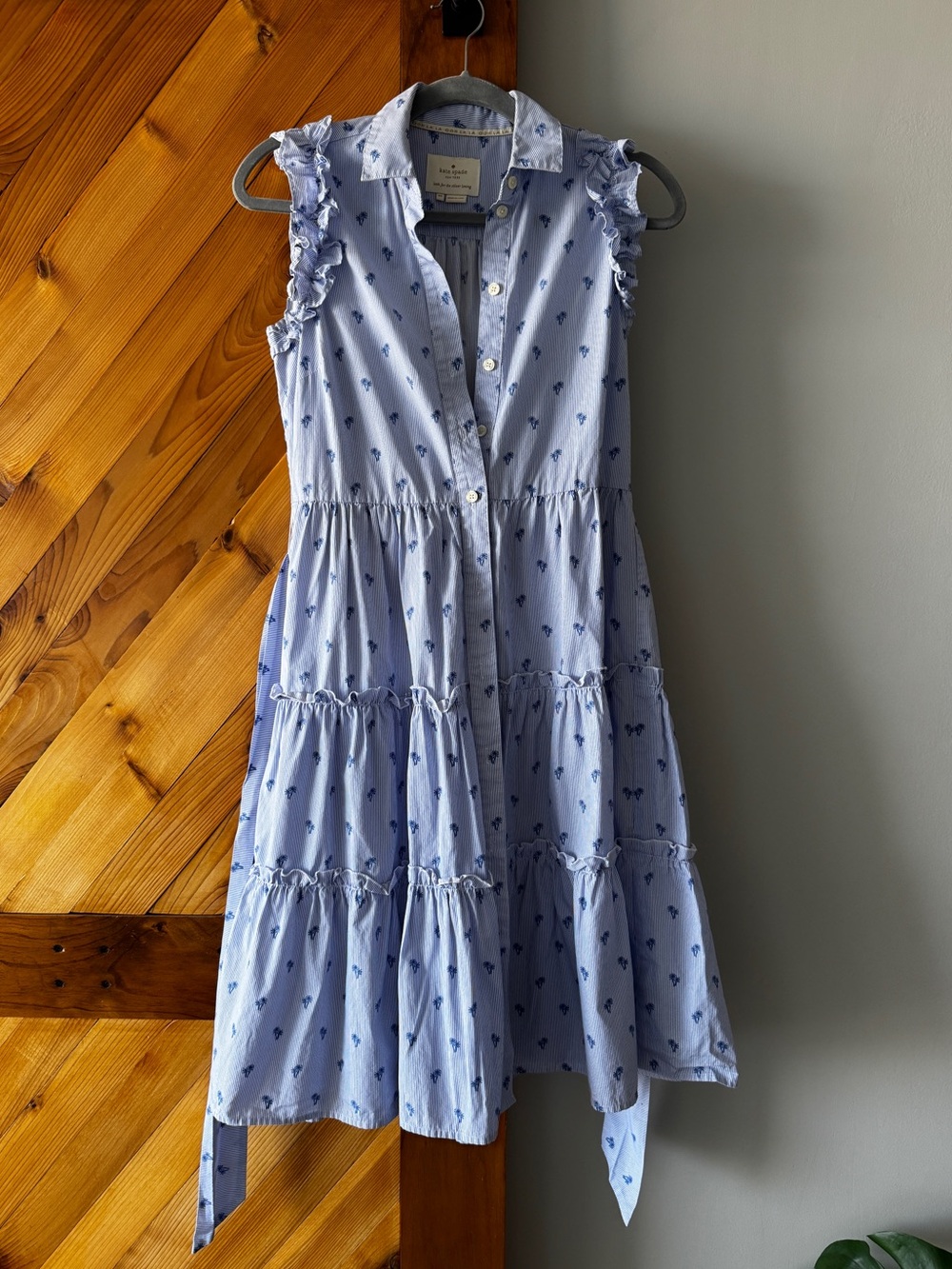 Kate Spade New York Look for the Silver Lining Blue Palm Print Cotton Dress XS